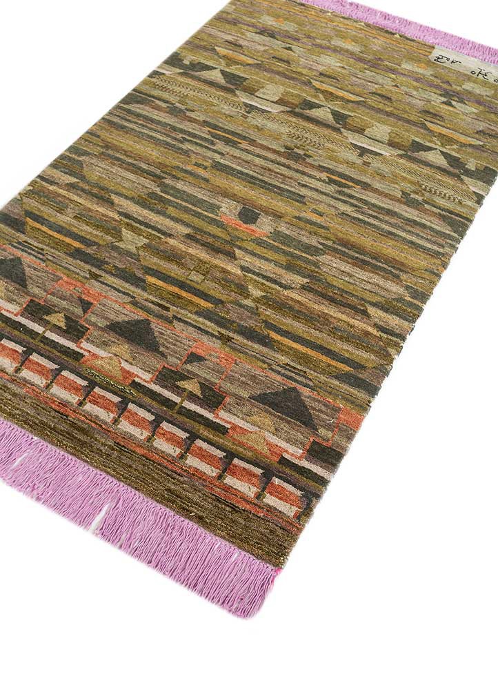 freedom manchaha green wool and silk hand knotted Rug - FoldShot
