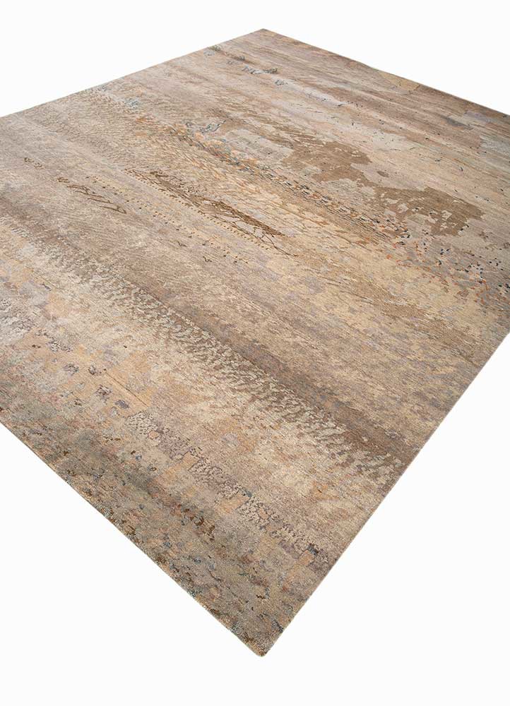 manchaha grey and black wool and silk hand knotted Rug - FoldShot