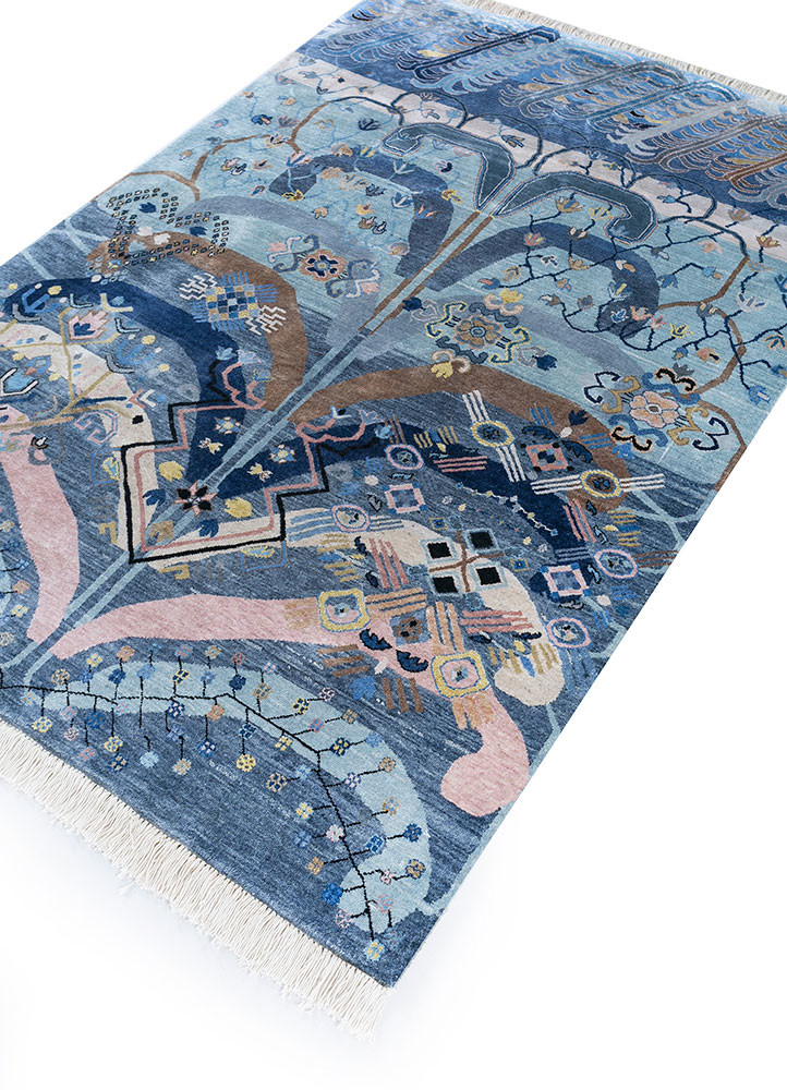 freedom manchaha pink and purple wool and silk hand knotted Rug - FoldShot freedom manchaha pink and purple wool and silk hand knotted Rug - FoldShot