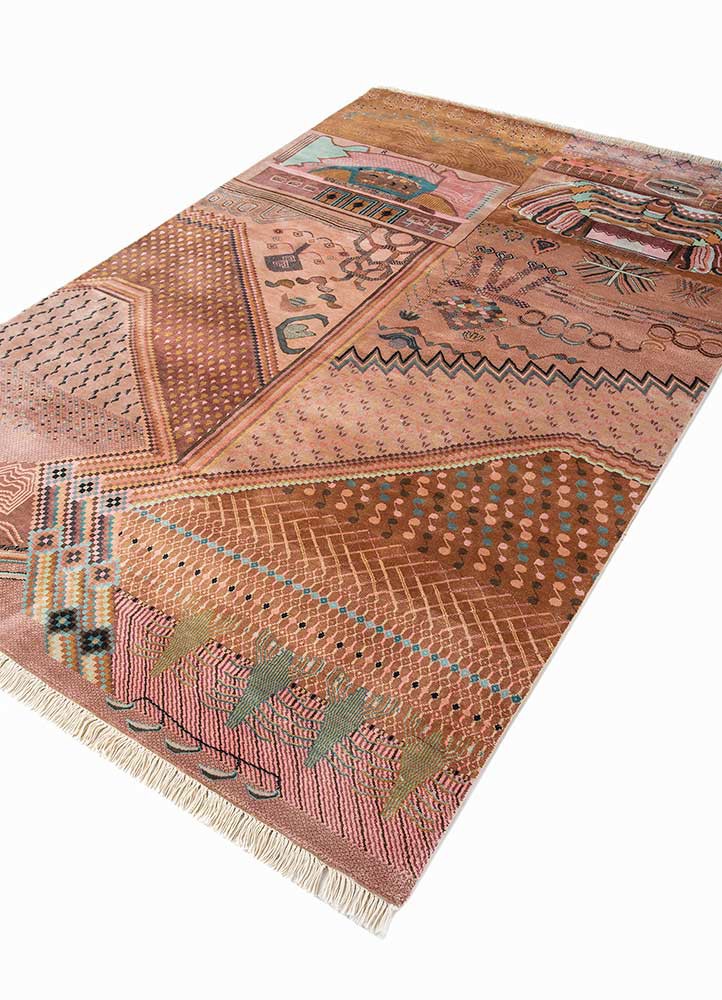 freedom manchaha red and orange wool and bamboo silk hand knotted Rug - FoldShot freedom manchaha red and orange wool and bamboo silk hand knotted Rug - FoldShot