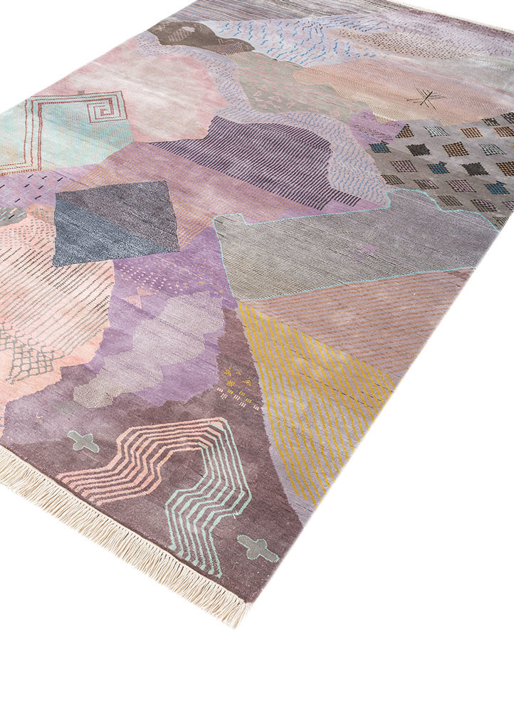 manchaha red and orange silk hand knotted Rug - FoldShot