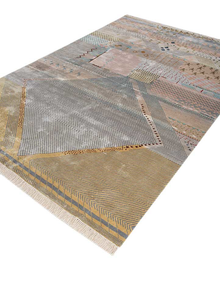 manchaha grey and black silk hand knotted Rug - FoldShot manchaha grey and black silk hand knotted Rug - FoldShot