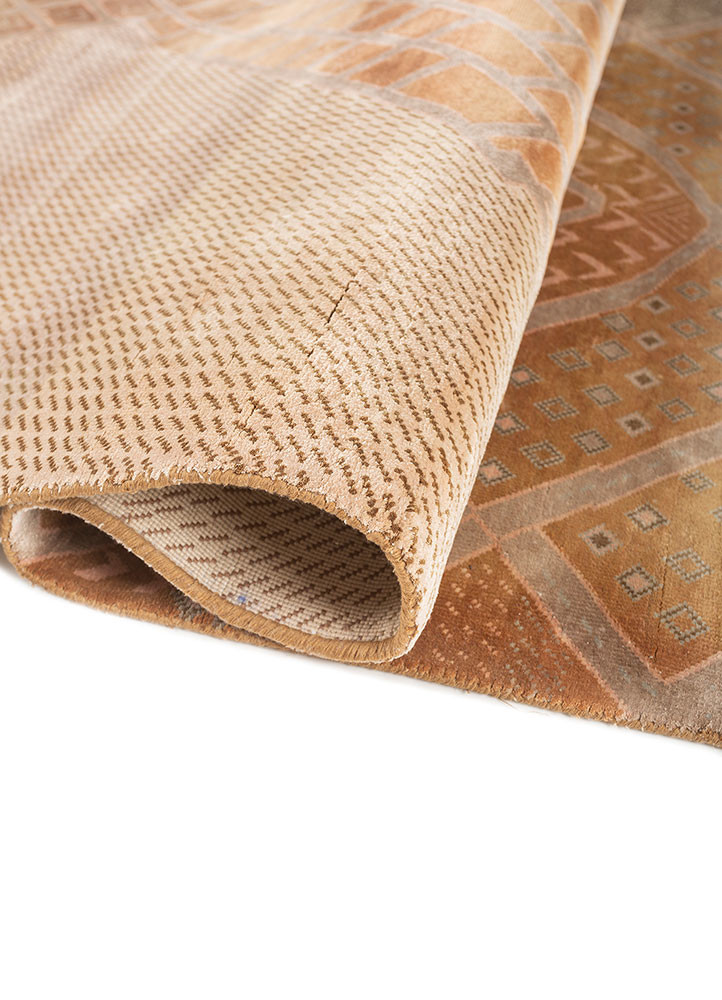 manchaha red and orange silk hand knotted Rug - FoldShot manchaha red and orange silk hand knotted Rug - FoldShot