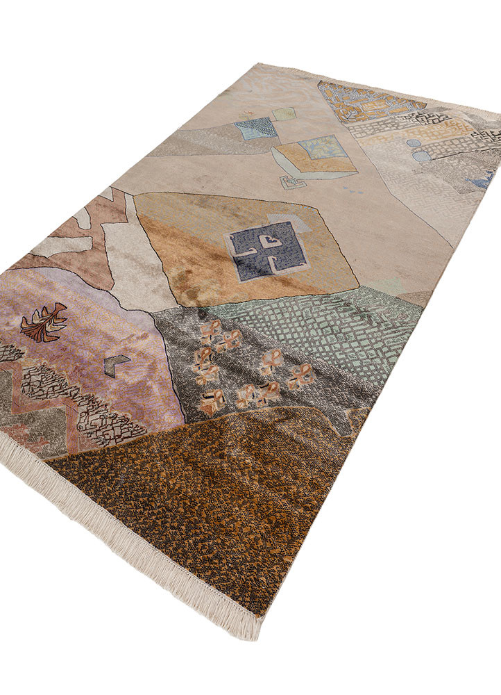 manchaha grey and black silk hand knotted Rug - FoldShot manchaha grey and black silk hand knotted Rug - FoldShot
