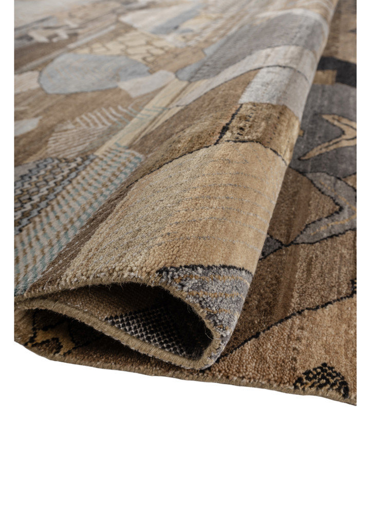 manchaha grey and black wool and silk hand knotted Rug - FoldShot manchaha grey and black wool and silk hand knotted Rug - FoldShot