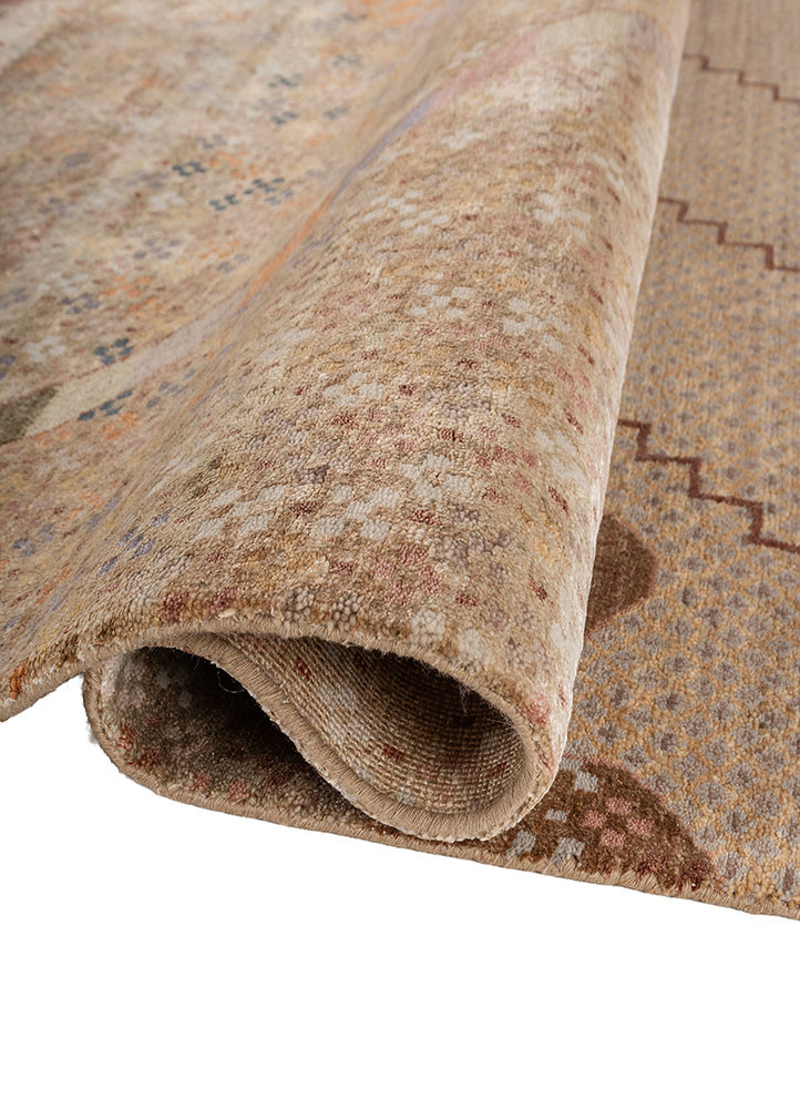 manchaha gold wool and silk hand knotted Rug - FoldShot manchaha gold wool and silk hand knotted Rug - FoldShot