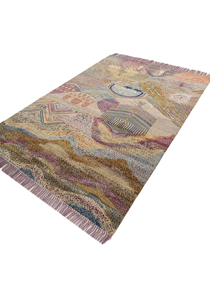 kavi x manchaha gold wool hand knotted Rug - FoldShot