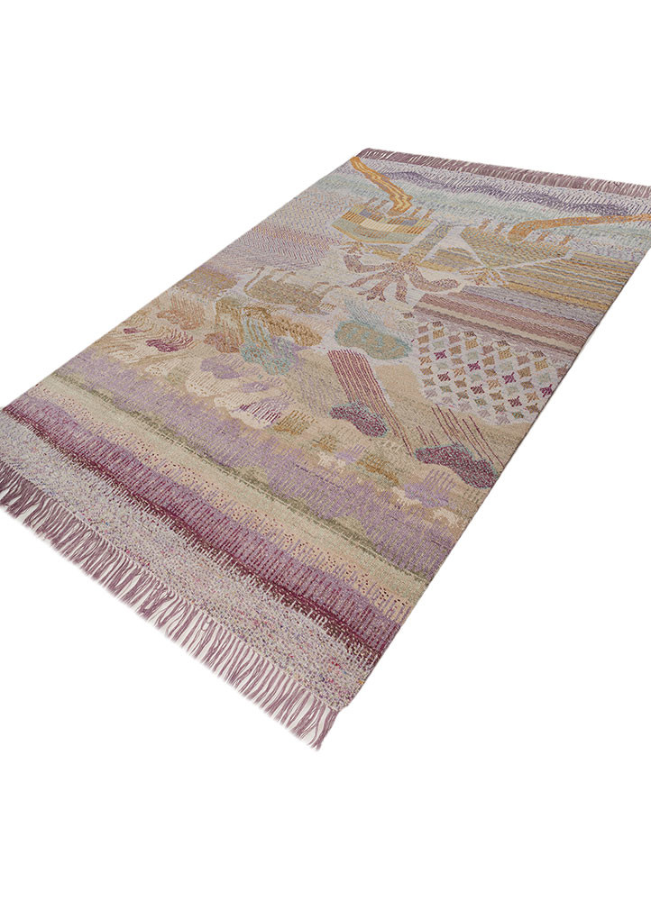 kavi x manchaha pink and purple wool hand knotted Rug - FoldShot kavi x manchaha pink and purple wool hand knotted Rug - FoldShot