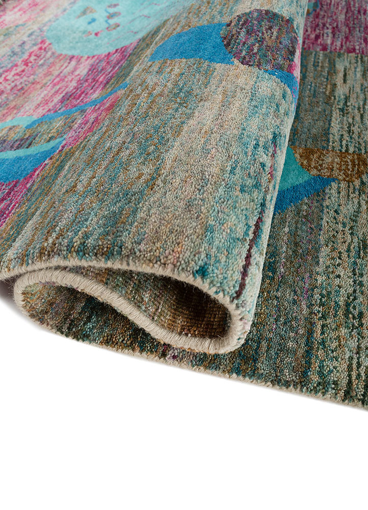 kavi x manchaha pink and purple wool hand knotted Rug - FoldShot kavi x manchaha pink and purple wool hand knotted Rug - FoldShot