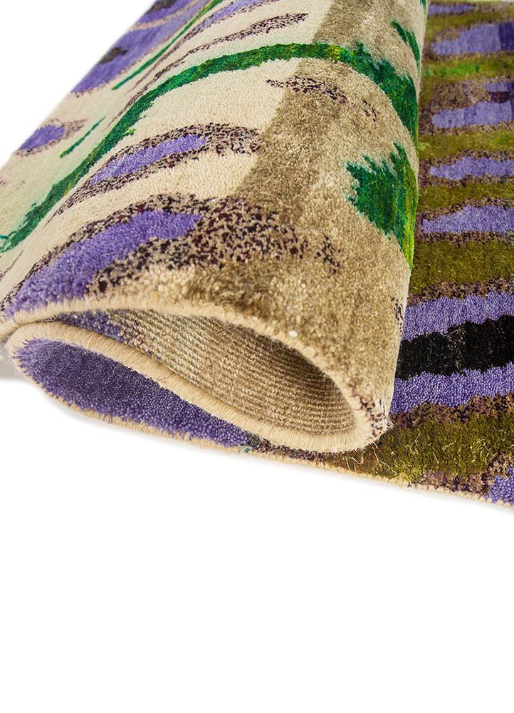 kavi x manchaha pink and purple wool hand knotted Rug - FoldShot kavi x manchaha pink and purple wool hand knotted Rug - FoldShot