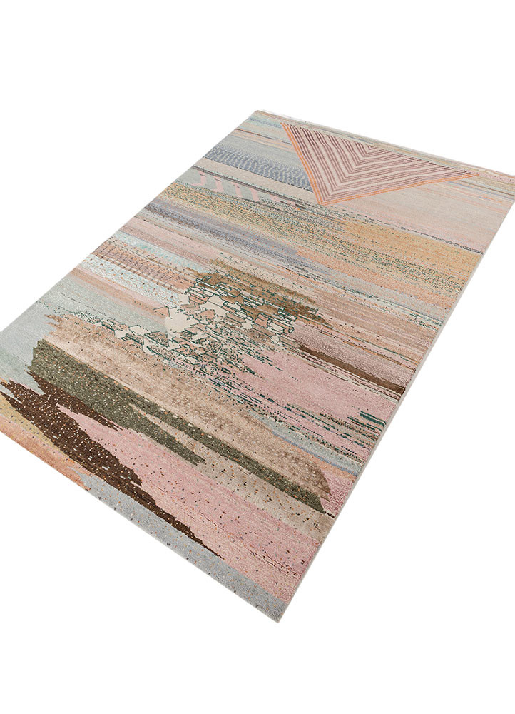 kavi x manchaha blue wool and bamboo silk hand knotted Rug - FoldShot kavi x manchaha blue wool and bamboo silk hand knotted Rug - FoldShot