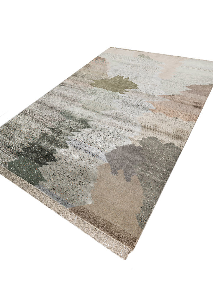 kavi x manchaha blue wool and bamboo silk hand knotted Rug - FoldShot kavi x manchaha blue wool and bamboo silk hand knotted Rug - FoldShot