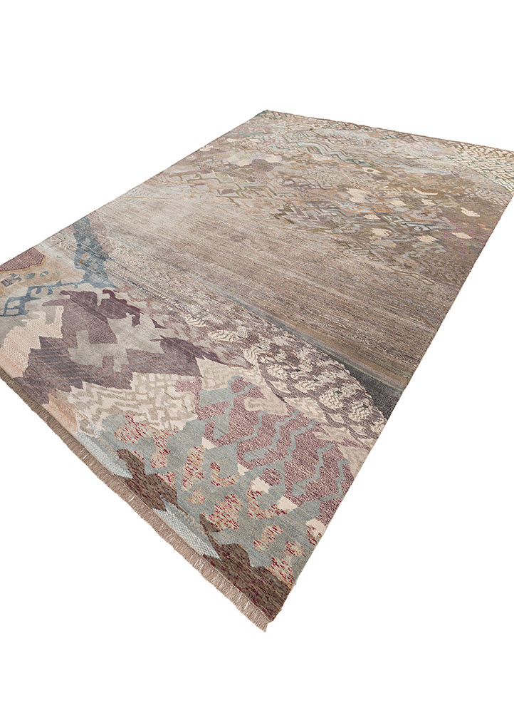 kavi x manchaha grey and black wool and bamboo silk hand knotted Rug - FoldShot kavi x manchaha grey and black wool and bamboo silk hand knotted Rug - FoldShot