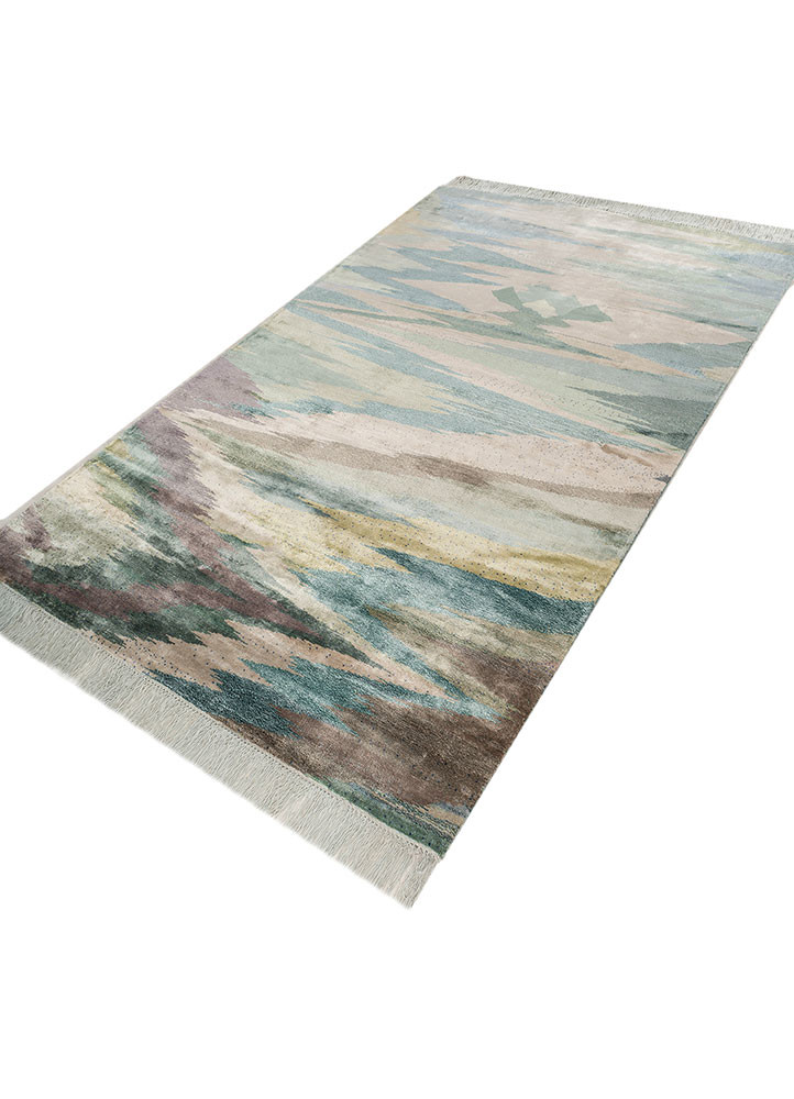 kavi x manchaha gold bamboo silk hand knotted Rug - FoldShot kavi x manchaha gold bamboo silk hand knotted Rug - FoldShot