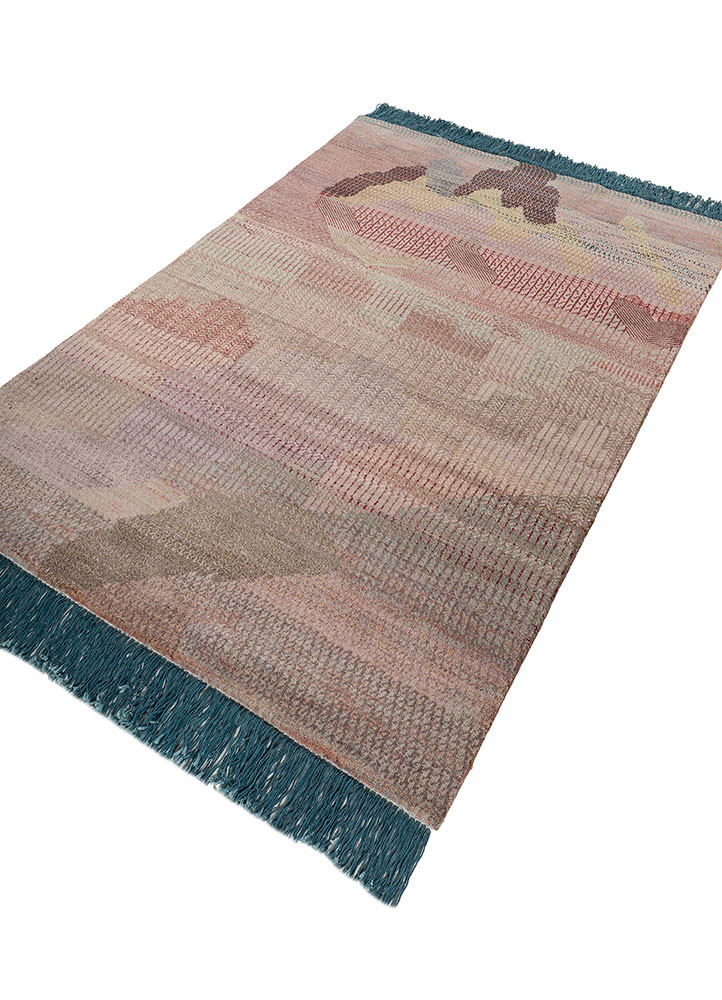kavi x manchaha pink and purple wool hand knotted Rug - FoldShot kavi x manchaha pink and purple wool hand knotted Rug - FoldShot