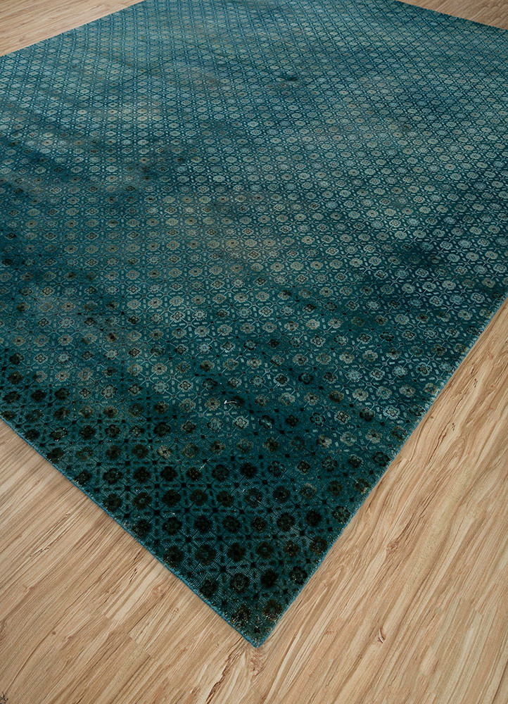 lacuna blue wool and silk hand knotted Rug - FoldShot lacuna blue wool and silk hand knotted Rug - FoldShot