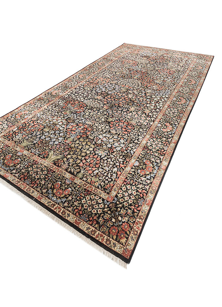 aurora grey and black wool and silk hand knotted Rug - FoldShot
