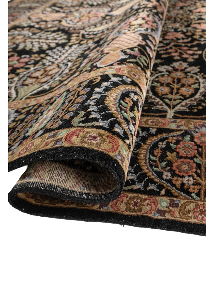 aprezo grey and black wool and silk hand knotted Rug - FoldShot