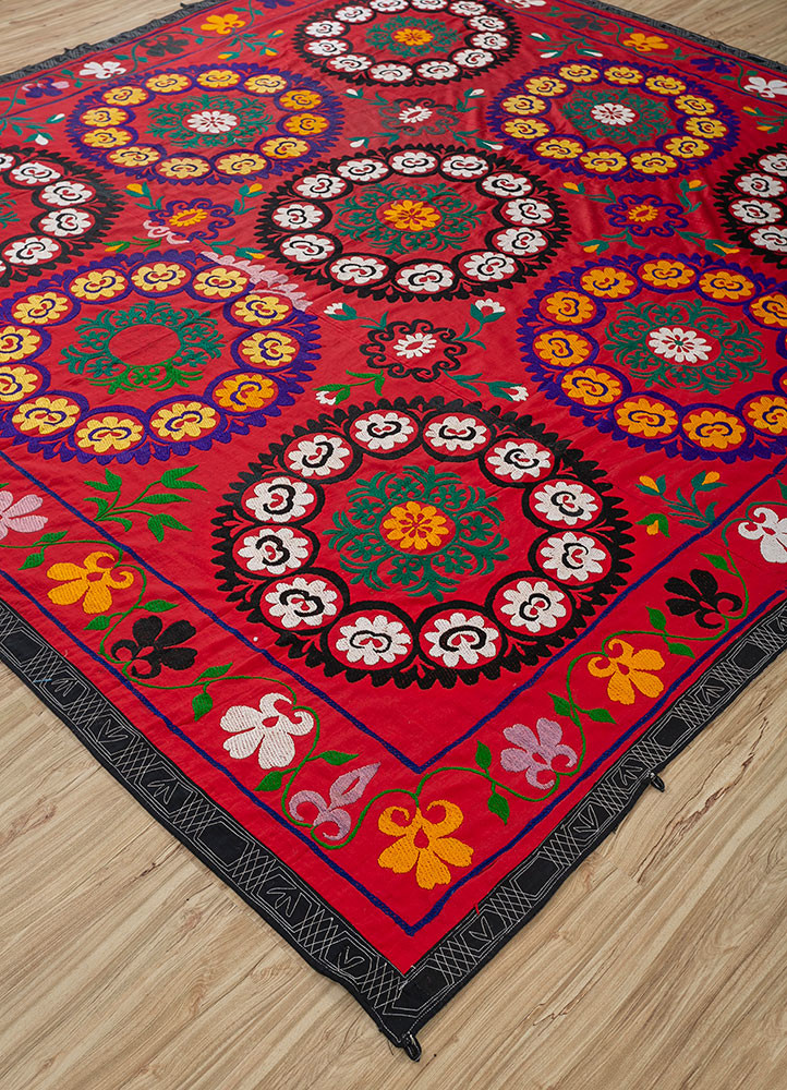 jean red and orange cotton hand loom Home Textile - FoldShot