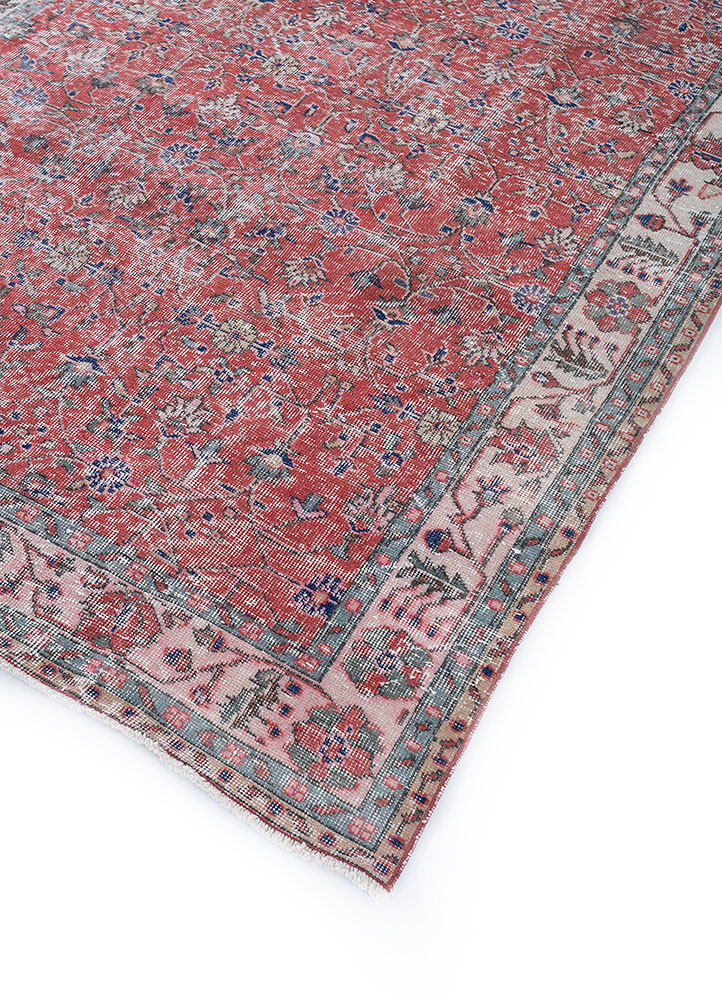 vintage red and orange wool hand knotted Rug - FoldShot vintage red and orange wool hand knotted Rug - FoldShot