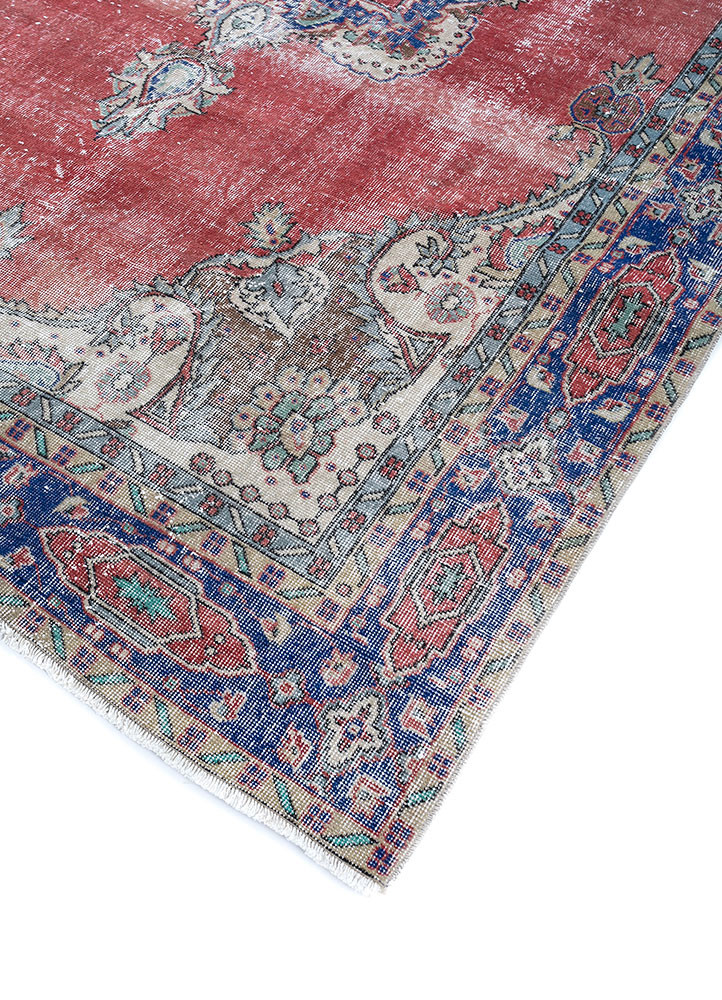 vintage red and orange wool hand knotted Rug - FoldShot vintage red and orange wool hand knotted Rug - FoldShot