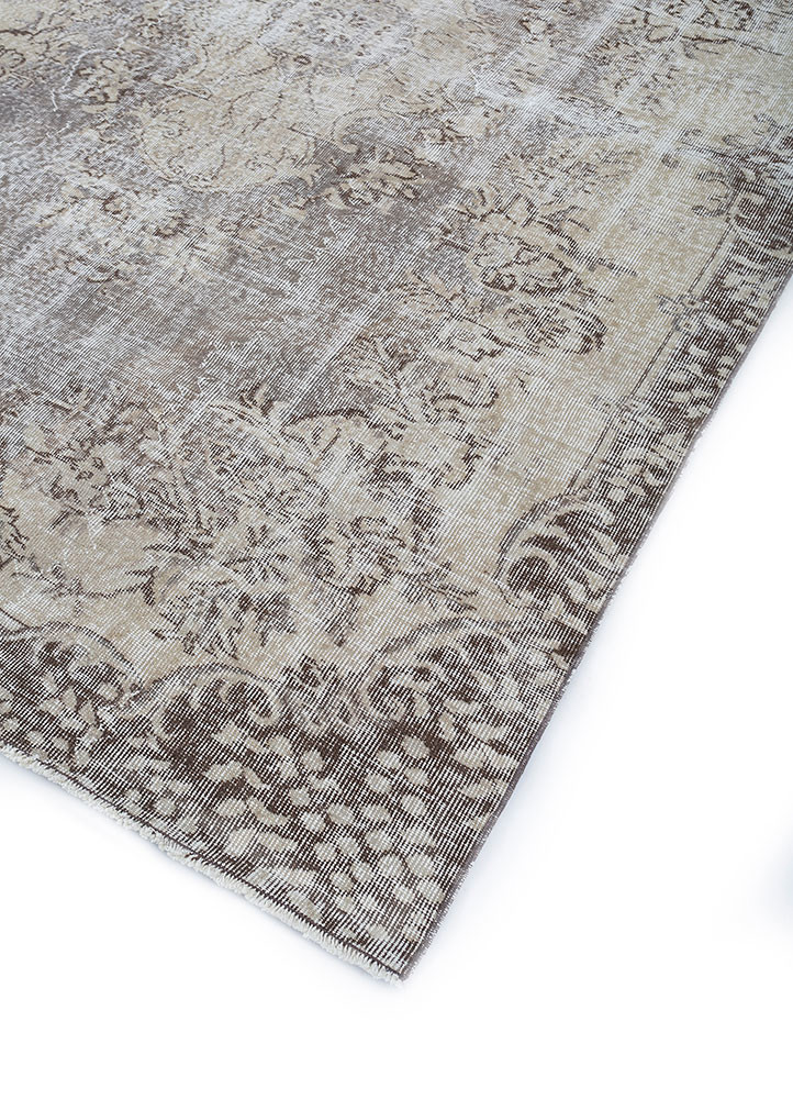 vintage beige and brown wool hand knotted Rug - FoldShot vintage beige and brown wool hand knotted Rug - FoldShot