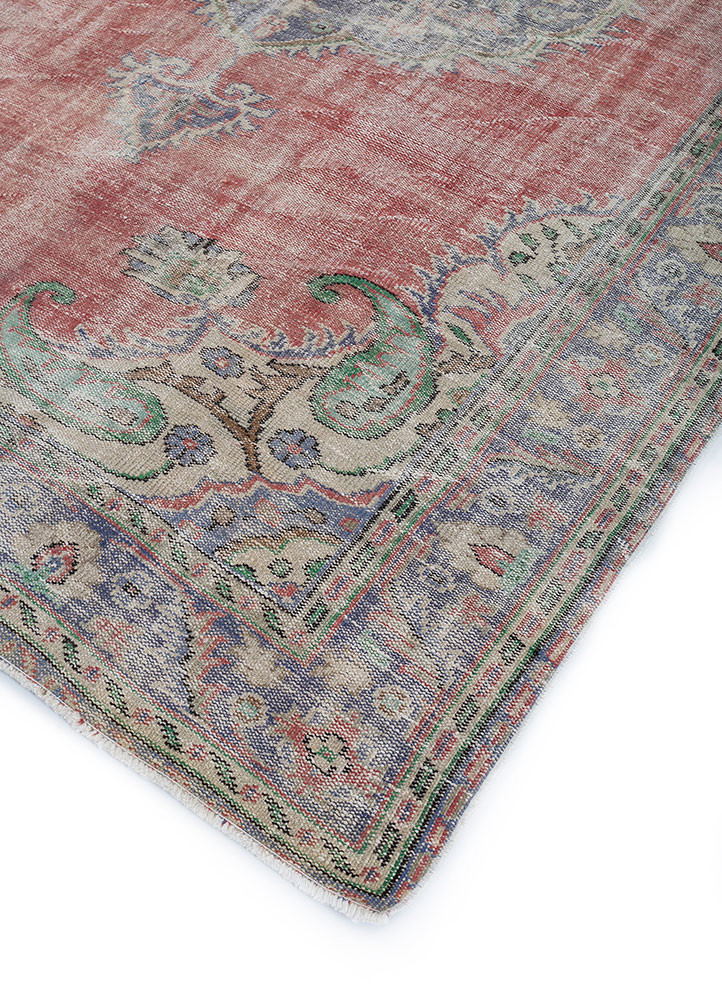 vintage red and orange wool hand knotted Rug - FoldShot vintage red and orange wool hand knotted Rug - FoldShot