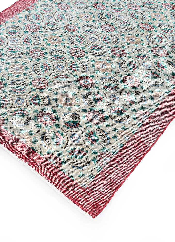 vintage red and orange wool hand knotted Rug - FoldShot