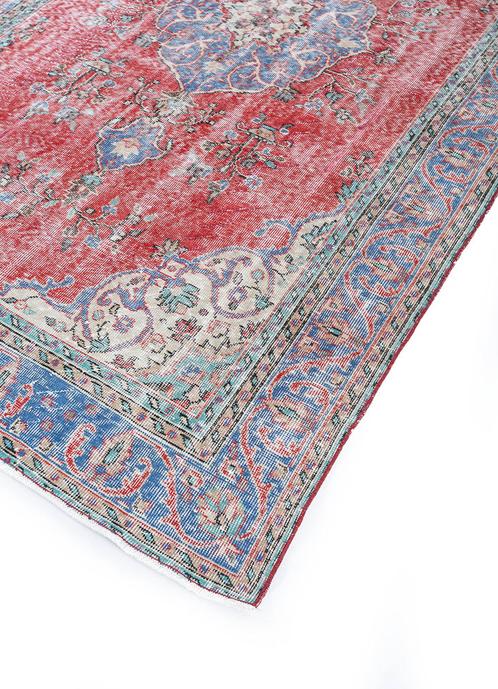 vintage red and orange wool hand knotted Rug - FoldShot vintage red and orange wool hand knotted Rug - FoldShot