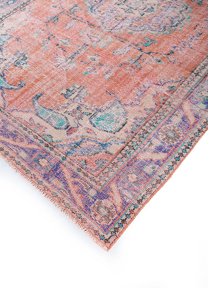 vintage red and orange wool hand knotted Rug - FoldShot vintage red and orange wool hand knotted Rug - FoldShot