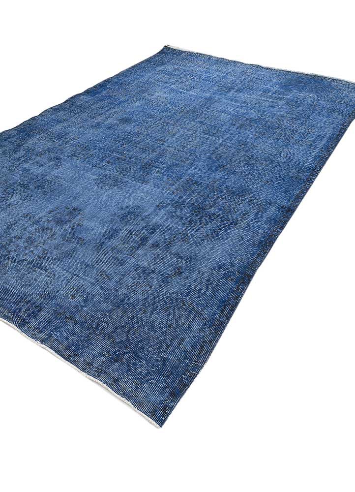 vintage blue wool hand knotted Rug - FoldShot