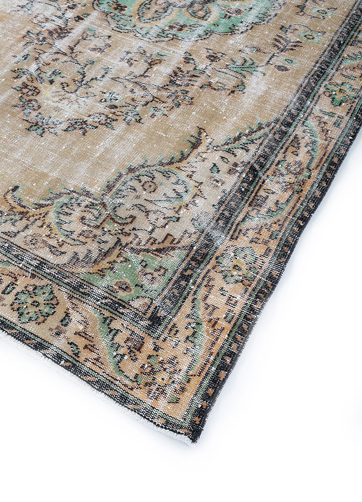 vintage beige and brown wool hand knotted Rug - FoldShot vintage beige and brown wool hand knotted Rug - FoldShot