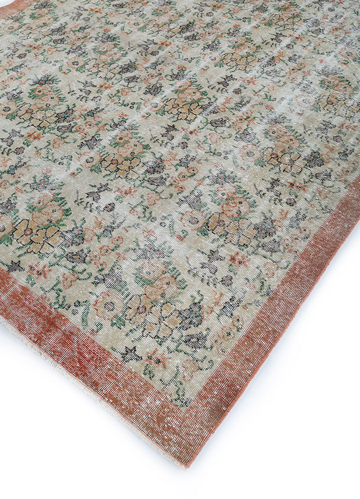 vintage beige and brown wool hand knotted Rug - FoldShot vintage beige and brown wool hand knotted Rug - FoldShot