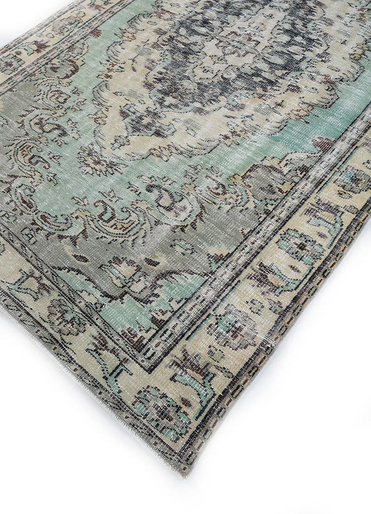 vintage green wool hand knotted Rug - FoldShot vintage green wool hand knotted Rug - FoldShot