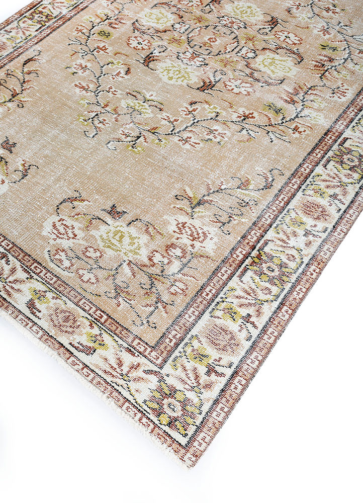 vintage beige and brown wool hand knotted Rug - FoldShot vintage beige and brown wool hand knotted Rug - FoldShot