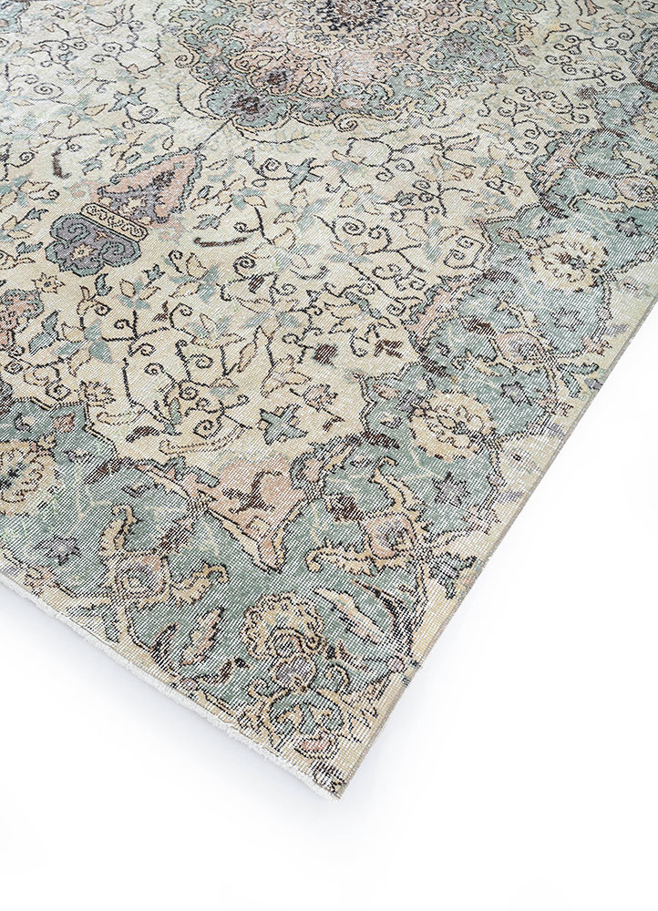 vintage blue wool hand knotted Rug - FoldShot