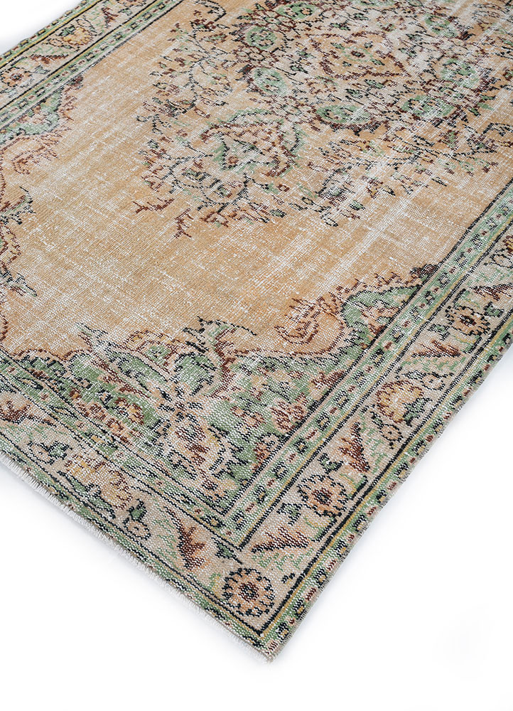 vintage gold wool hand knotted Rug - FoldShot vintage gold wool hand knotted Rug - FoldShot