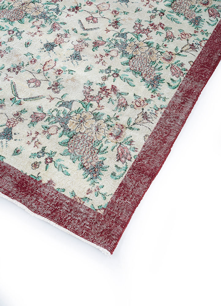 vintage red and orange wool hand knotted Rug - FoldShot