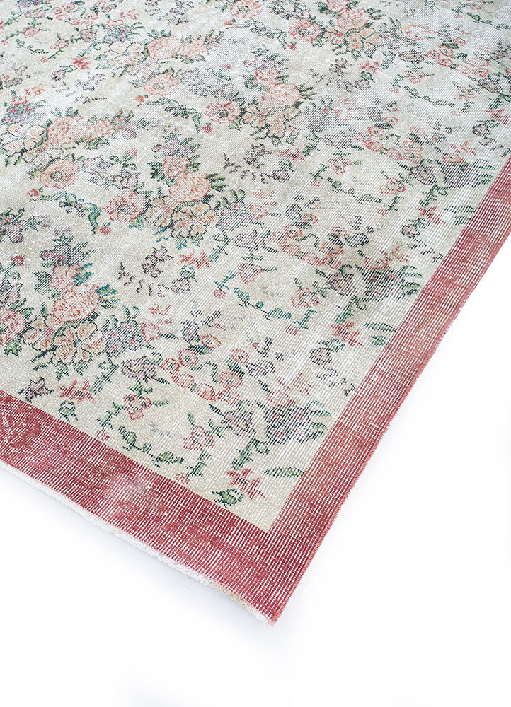 vintage red and orange wool hand knotted Rug - FoldShot