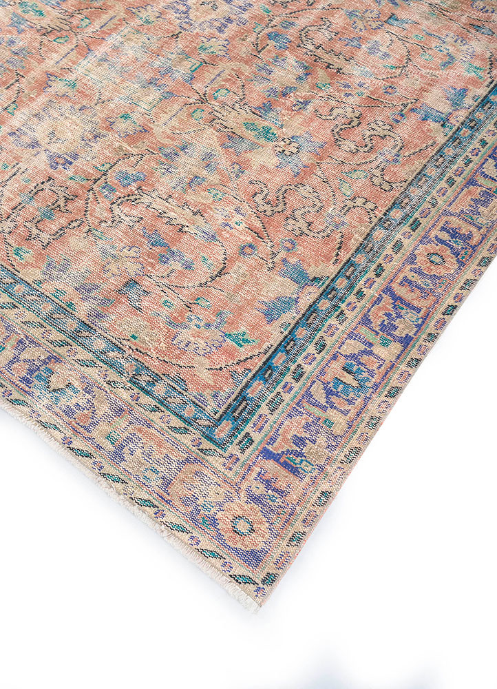 vintage red and orange wool hand knotted Rug - FoldShot