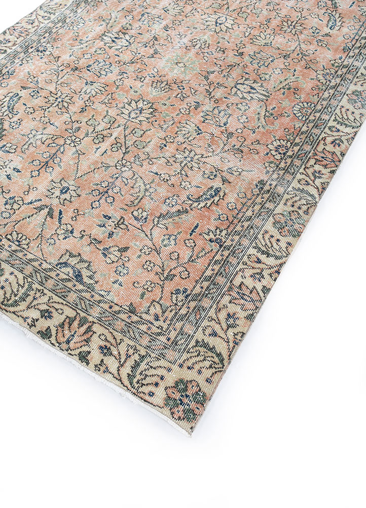 vintage red and orange wool hand knotted Rug - FoldShot