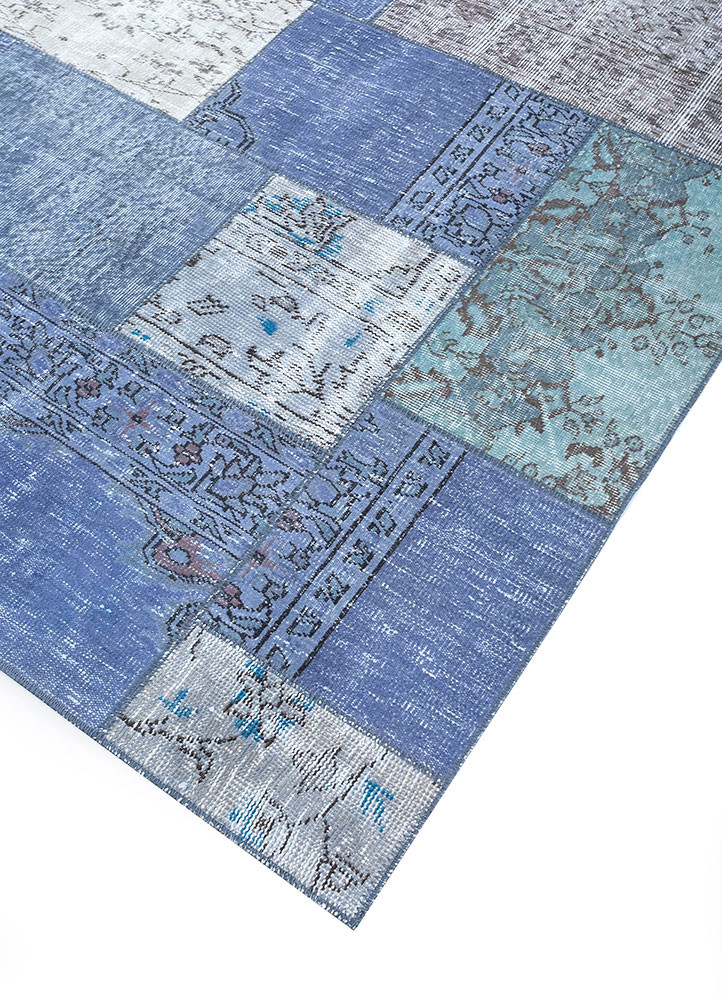 provenance blue wool hand knotted Rug - FoldShot