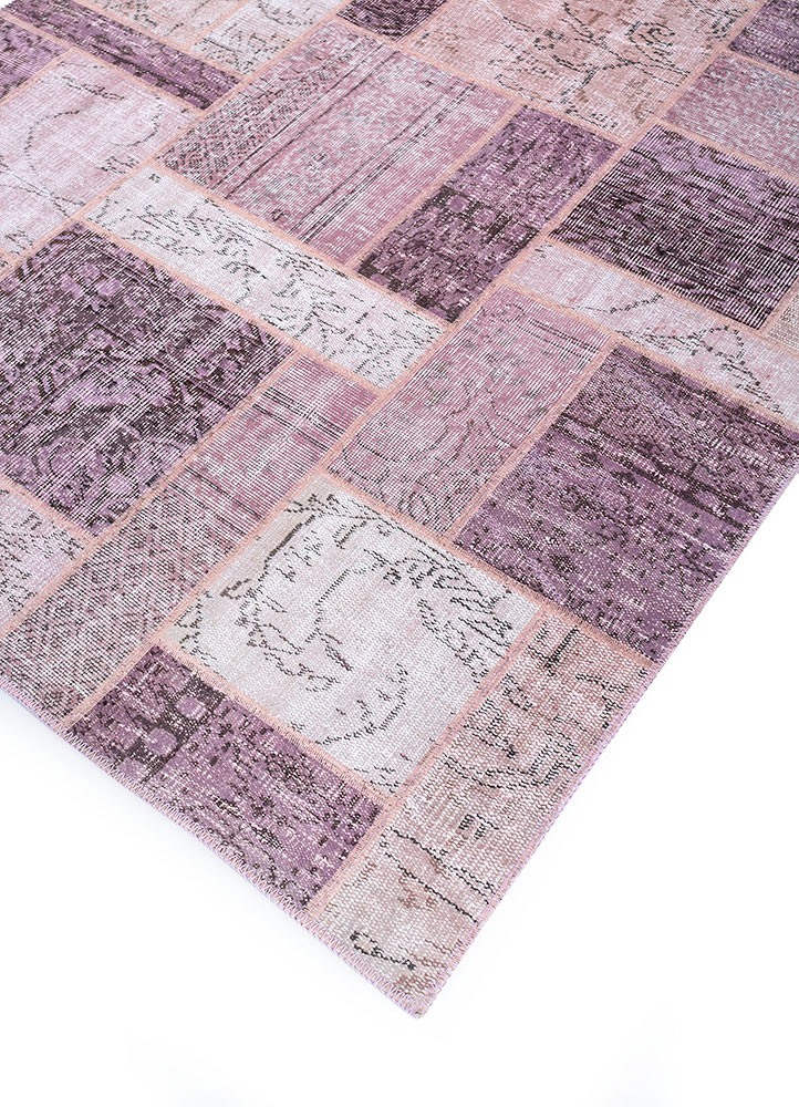 provenance pink and purple wool hand knotted Rug - FoldShot