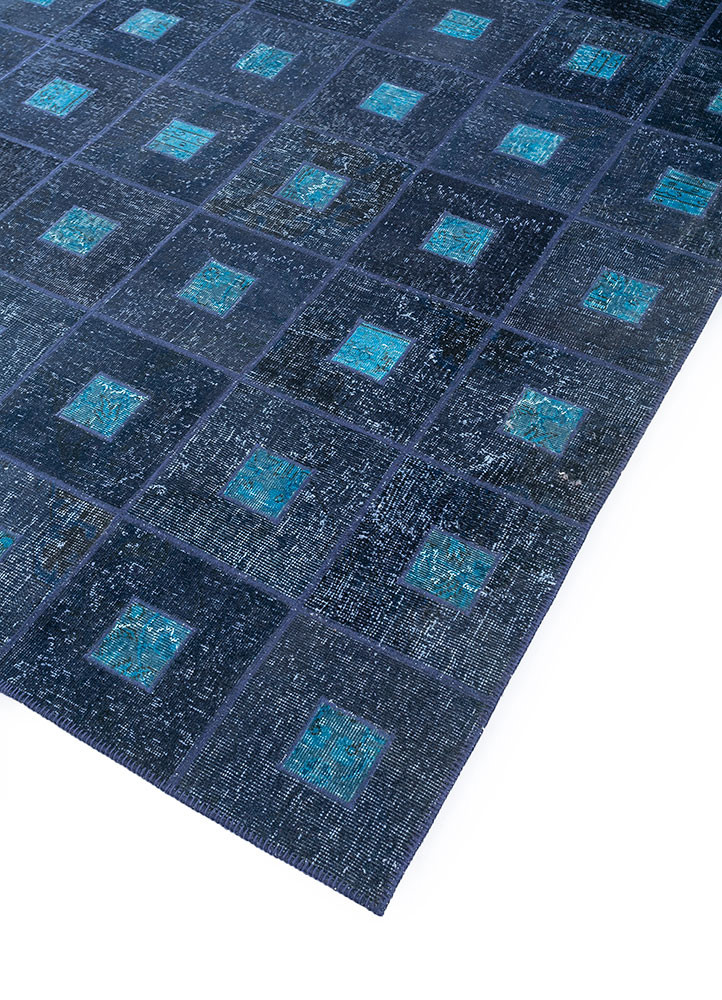 provenance blue wool hand knotted Rug - FoldShot provenance blue wool hand knotted Rug - FoldShot