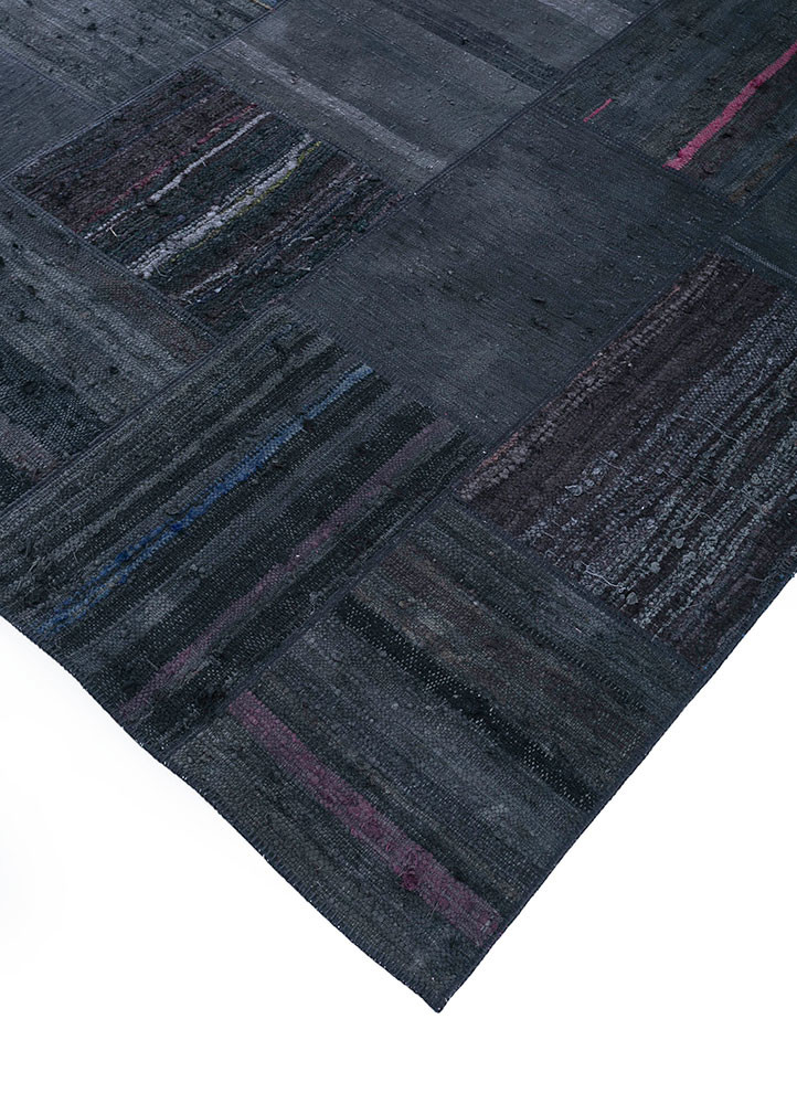 provenance grey and black wool hand knotted Rug - FoldShot