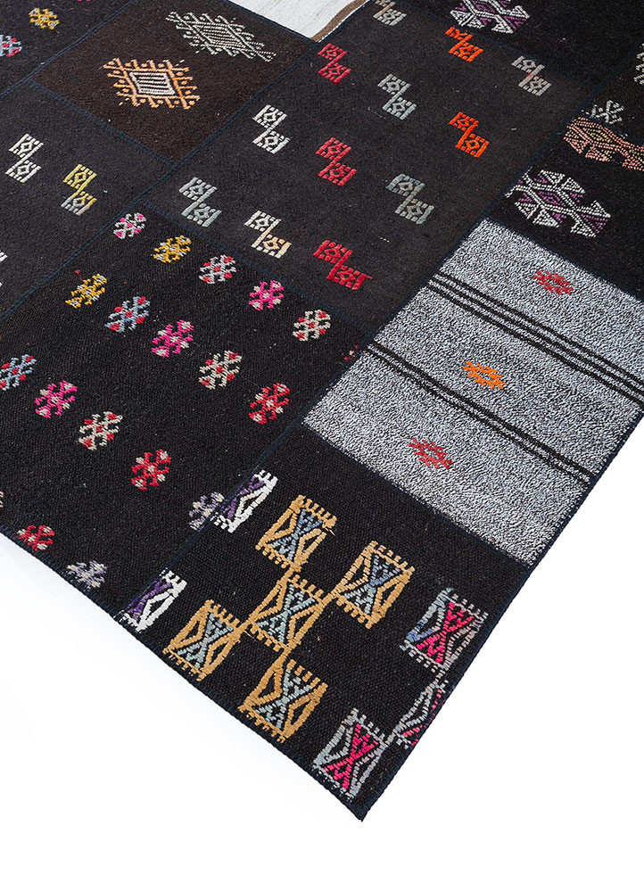 provenance grey and black wool hand knotted Rug - FoldShot provenance grey and black wool hand knotted Rug - FoldShot