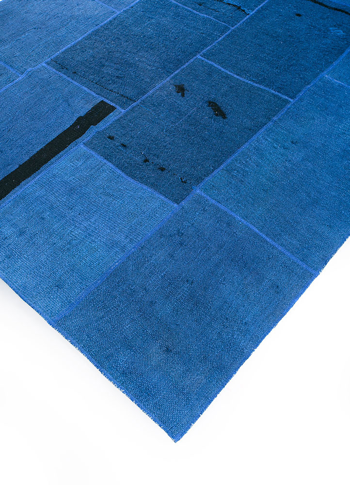 provenance blue wool hand knotted Rug - FoldShot provenance blue wool hand knotted Rug - FoldShot