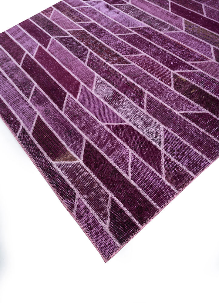 provenance pink and purple wool hand knotted Rug - FoldShot