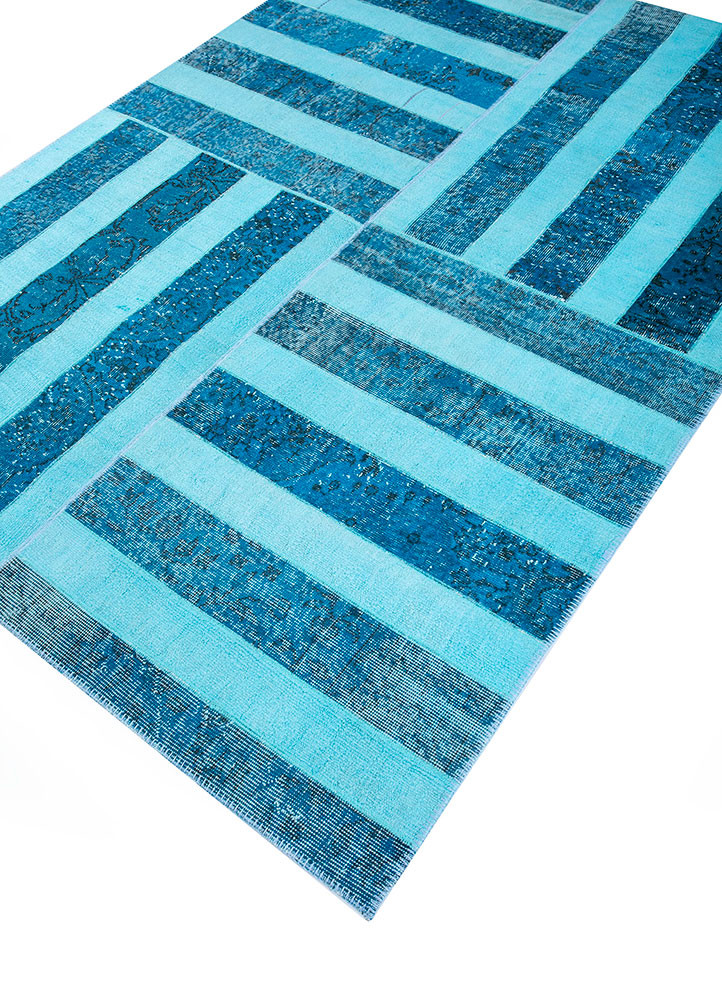provenance blue wool hand knotted Rug - FoldShot provenance blue wool hand knotted Rug - FoldShot