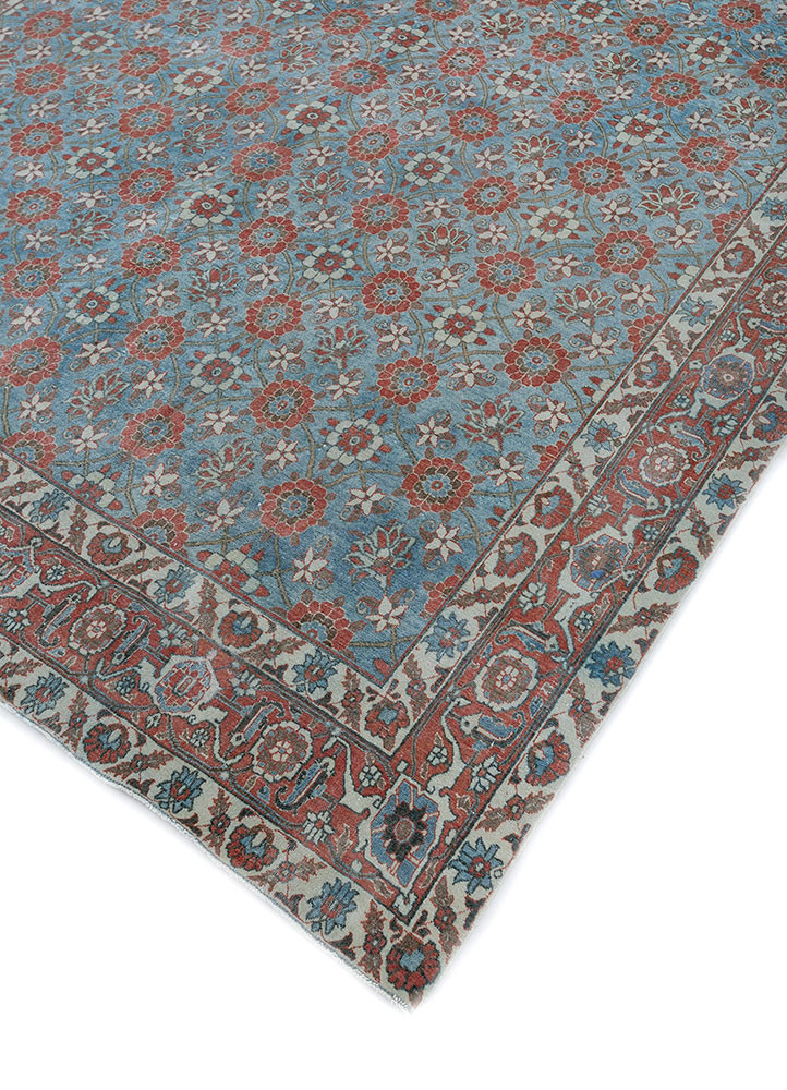 aalam blue wool hand knotted Rug - FoldShot
